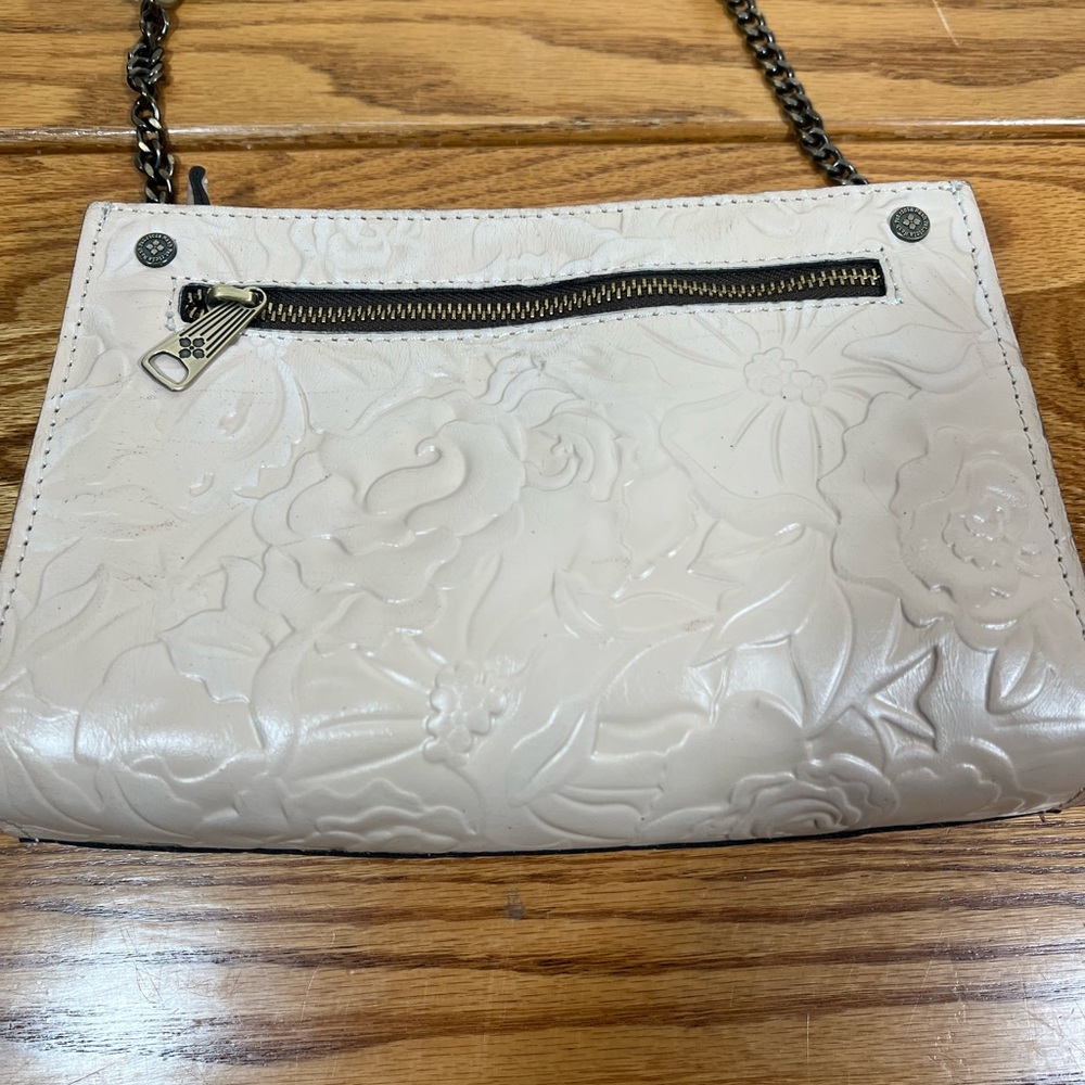 Patricia Nash Shoulder Bag Champagne Floral Leather Chain Strap - Picture 4 of 16